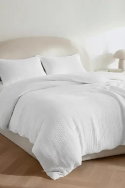 Bawełniana Pościel Muślinowa Biały