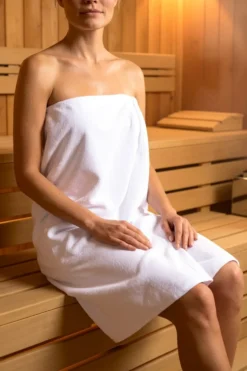 Bawełniany Damski Ręcznik Do Sauny SPA Pareo Biały