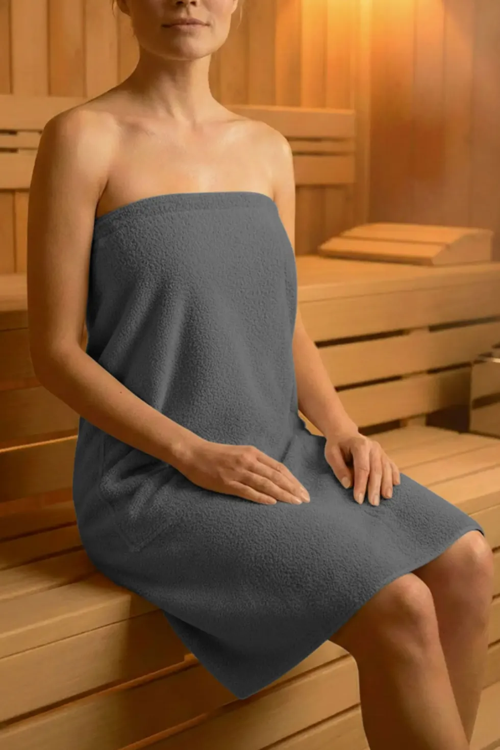 Bawełniany Damski Ręcznik Do Sauny SPA Pareo Szary