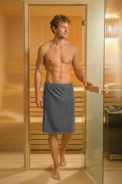 Bawełniany Męski Ręcznik Do Sauny SPA Kilt Szary