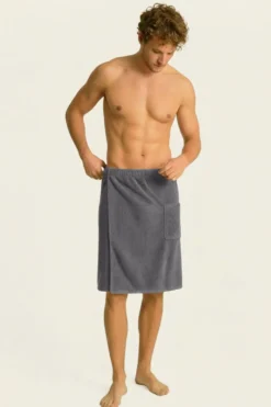 Bawełniany Męski Ręcznik Do Sauny SPA Kilt Szary