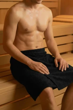 Bawełniany Męski Ręcznik Do Sauny SPA Kilt Czarny