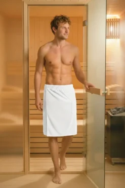 Bawełniany Męski Ręcznik Do Sauny SPA Kilt Biały