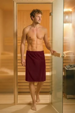 Bawełniany Męski Ręcznik Do Sauny SPA Kilt Bordowy