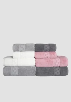 Bawełniany Ręcznik Frotte Rete z Ozdobną Bordiurą 650g/m2 Kremowy