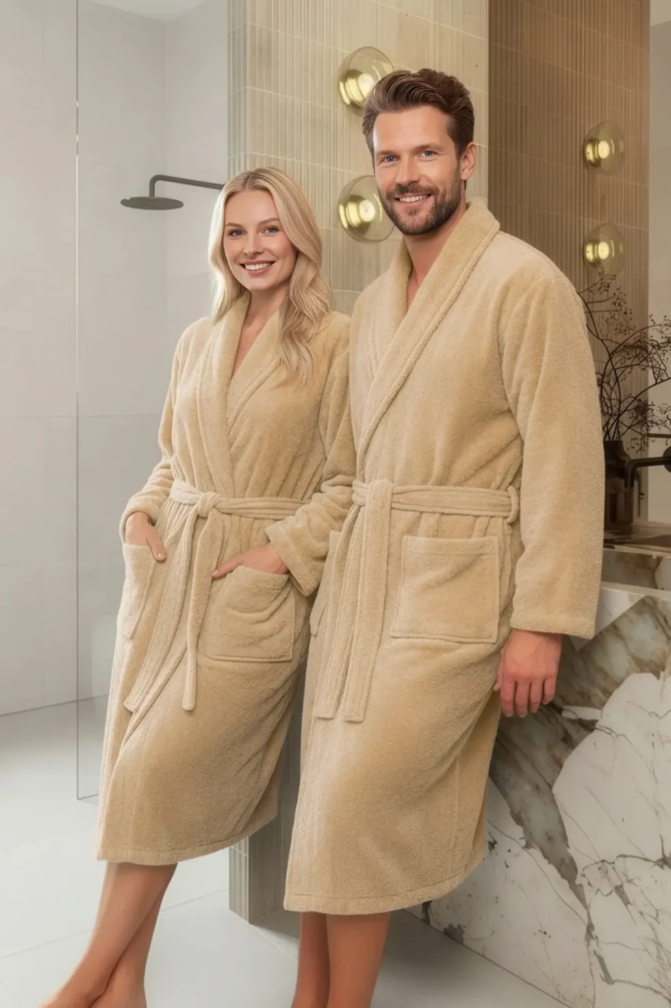 Bawełniany Szlafrok Hotelowy Frotte 450 Beżowy