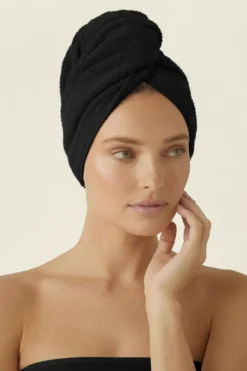 Bawełniany Turban Ręcznik Do Włosów SPA Czarny