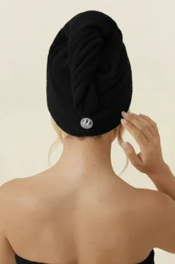 Bawełniany Turban Ręcznik Do Włosów SPA Czarny