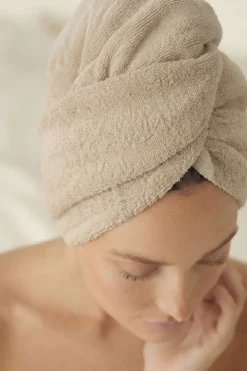 Bawełniany Turban Ręcznik Do Włosów SPA Beżowy