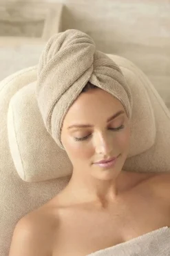 Bawełniany Turban Ręcznik Do Włosów SPA Beżowy