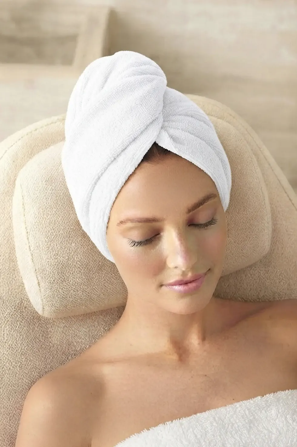 Bawełniany Turban Ręcznik Do Włosów SPA Biały
