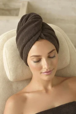 Bawełniany Turban Ręcznik Do Włosów SPA Brązowy