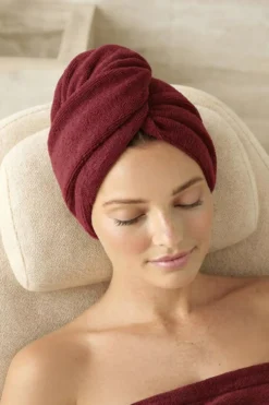 Bawełniany Turban Ręcznik Do Włosów SPA Bordowy