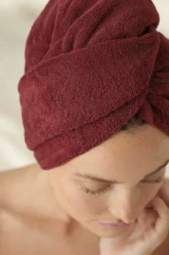Bawełniany Turban Ręcznik Do Włosów SPA Bordowy