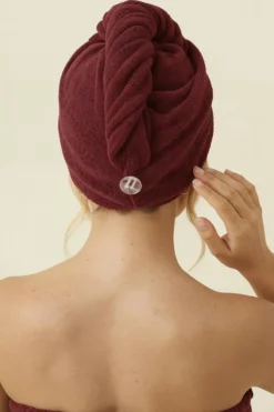 Bawełniany Turban Ręcznik Do Włosów SPA Bordowy