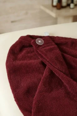 Bawełniany Turban Ręcznik Do Włosów SPA Bordowy