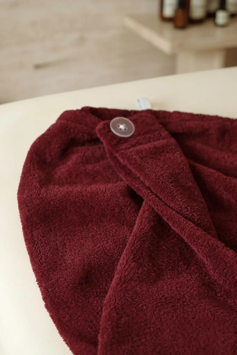 Bawełniany Turban Ręcznik Do Włosów SPA Bordowy