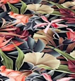 Bieżnik z Kwiatowym Nadrukiem Flower 056/10 Czarny