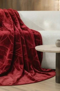 Gruby Ciepły Koc Akrylowy LIV Bordowy