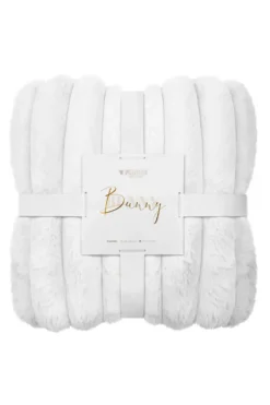Gruby Futrzany Koc z Mikrofibry Bunny Biały