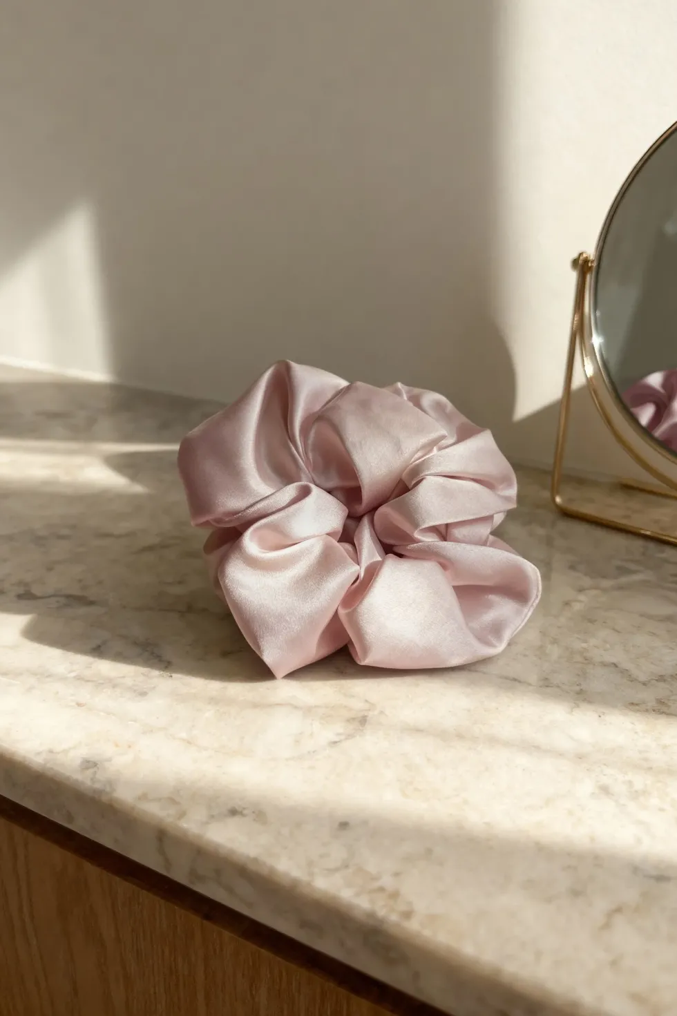 Gumka do Włosów z Jedwabiu Scrunchie Pudrowy Róż