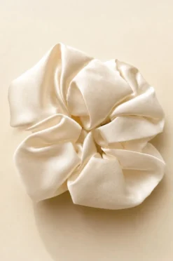 Gumka do Włosów z Jedwabiu Scrunchie Kremowy