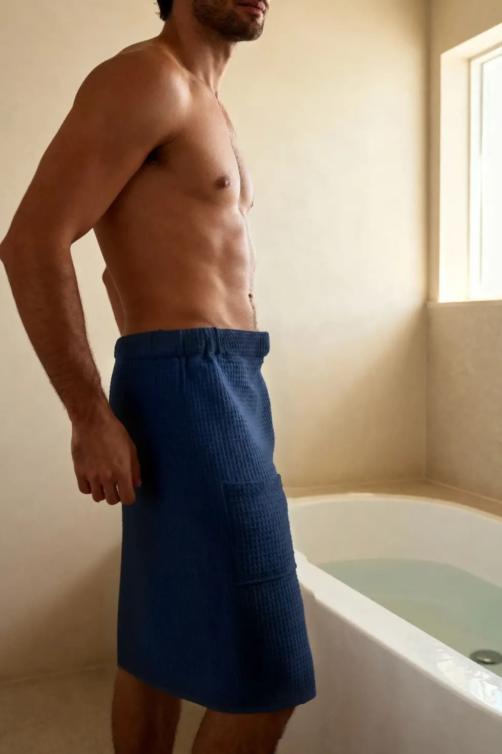 KILT Męski Ręcznik do Sauny SPA Wafel Granatowy