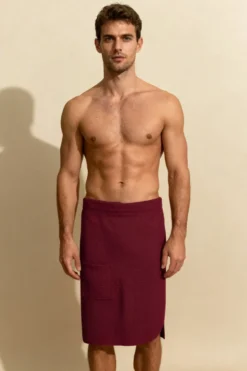 KILT Męski Ręcznik do Sauny SPA Wafel Burgundowy