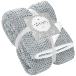 Koc Z Mikrofibry Baranek Sherpa Szary