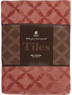 Koc Z Mikrofibry TILES Pomarańczowy