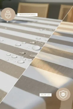 Obrus Ogrodowy Wodoodporny STRIPES Beżowy