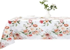 Okrągły Obrus 140 z Kwiatowym Nadrukiem Flower 056/6 Biały