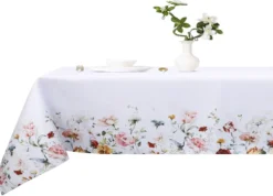 Okrągły Obrus 120 z Kwiatowym Nadrukiem Flower 056/5 Biały