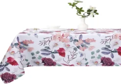 Okrągły Obrus 120 z Kwiatowym Nadrukiem Flower 056/8 Biały