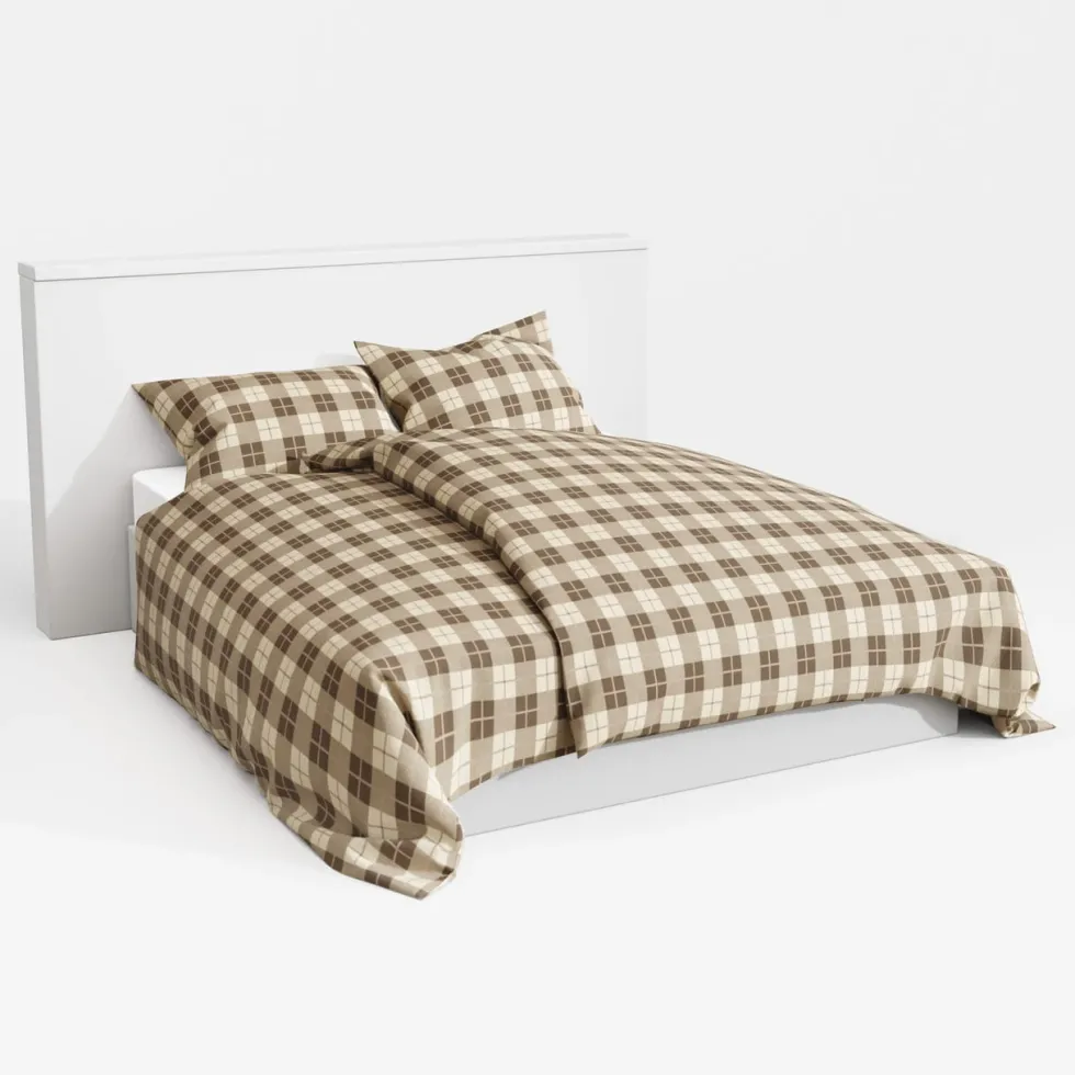 Pościel Bawełniana KRATA Brązowy