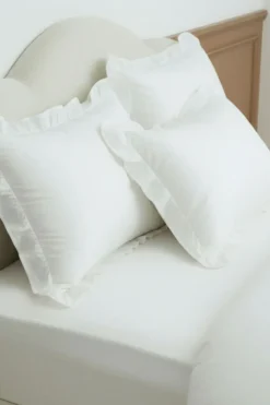 Pościel Ruffy Premium Satyna Bawełniana z Falbanką Biały