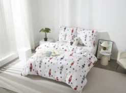 Pościel Świąteczna Satyna Bawełniana XMASS NUTRCRACKER Biały