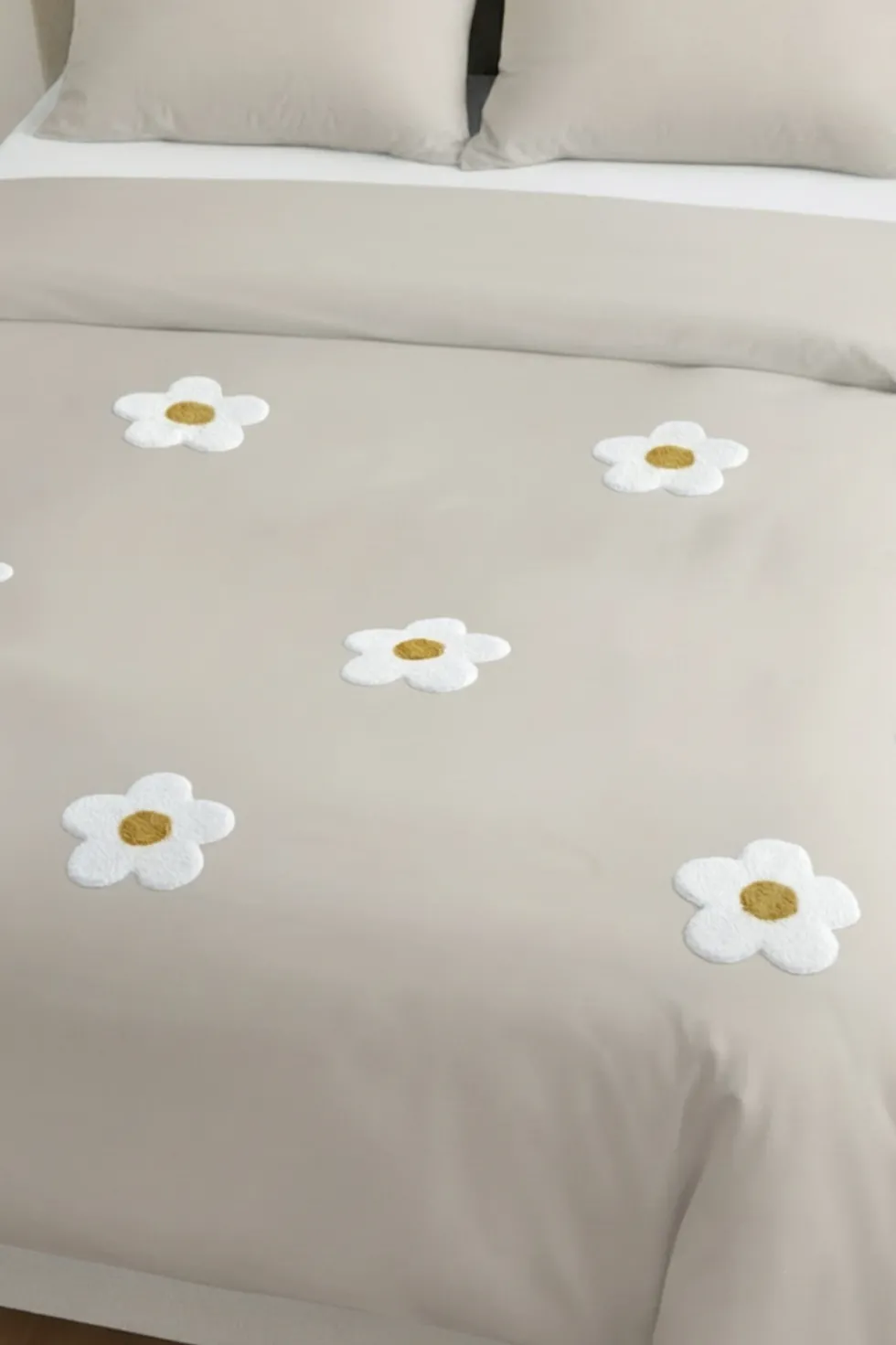 Pościel w Kwiatki Stokrotki CUTY Beżowy