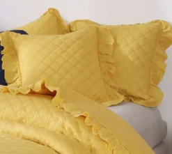 Poszewka Do Narzuty Z Falbanką RUFFY Musztardowy