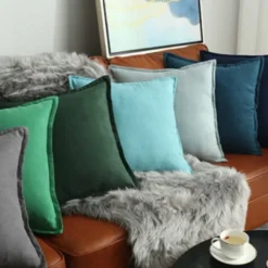 Poszewka Velvetowa Do Zasłony SOFT Szałwiowy