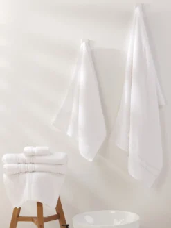 Ręcznik Bambusowy Harmony ze Srebrną Bordiurą 600g/m2 Biały