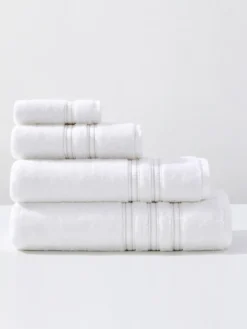 Ręcznik Bambusowy Harmony ze Srebrną Bordiurą 600g/m2 Biały
