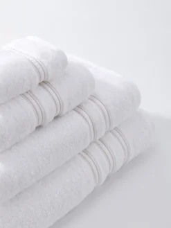 Ręcznik Bambusowy Harmony ze Złotą Bordiurą 600g/m2 Biały