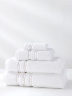 Ręcznik Bambusowy Harmony ze Złotą Bordiurą 600g/m2 Biały