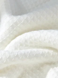 Ręcznik Bawełniany Wafel Checky z Ozdobną Bordiurą 520g/m2 Biały