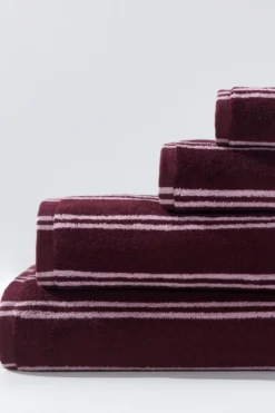 Ręcznik Bawełniany w Różowe Paski LINE Burgund