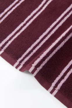 Ręcznik Bawełniany w Różowe Paski LINE Burgund