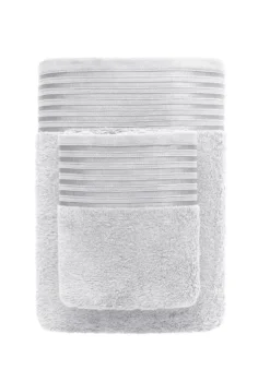 Ręcznik Frotte Vela z Modalem z Ozdobną Bordiurą 550g/m2 Srebrny