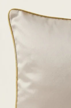 Satynowa Poszewka Queen Premium Jasna ze Złotą Lamówką Beżowy