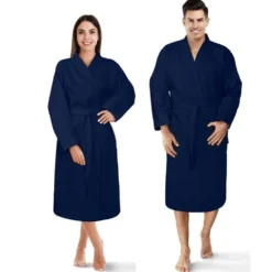 Szlafrok Bawełniany Kimono GOFER (gatunek kurczliwy) Granatowy